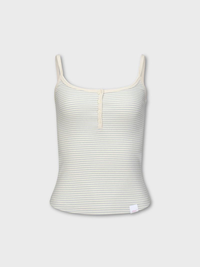 Stripe Button Sleeveless(BLUE)