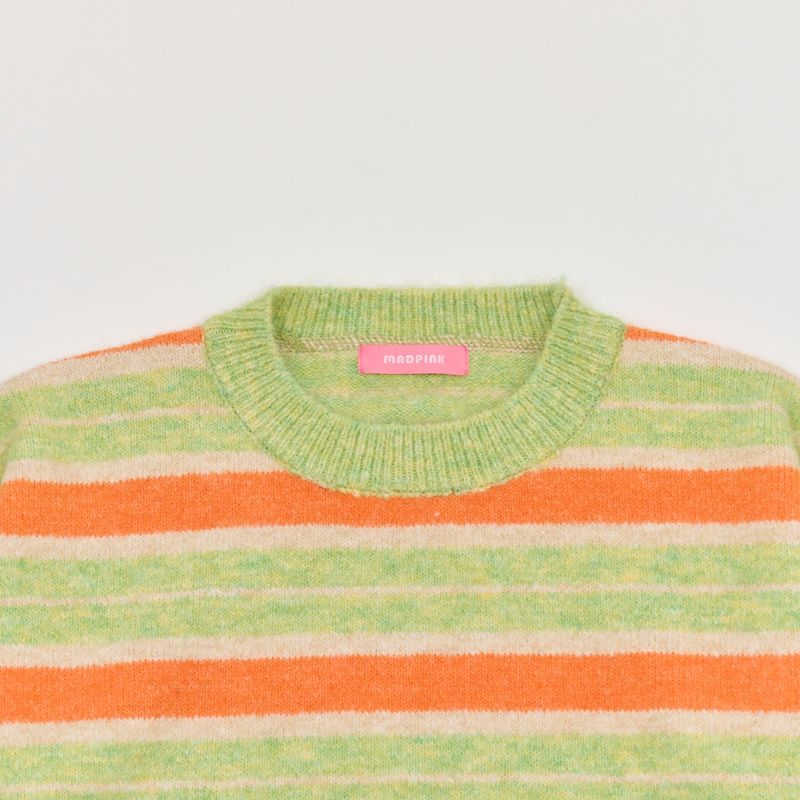 MULTI STRIPE LONG SLEEVE KNIT GREEN
