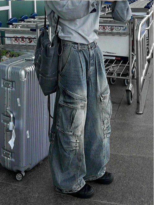 Rivet Cargo Denim Pants