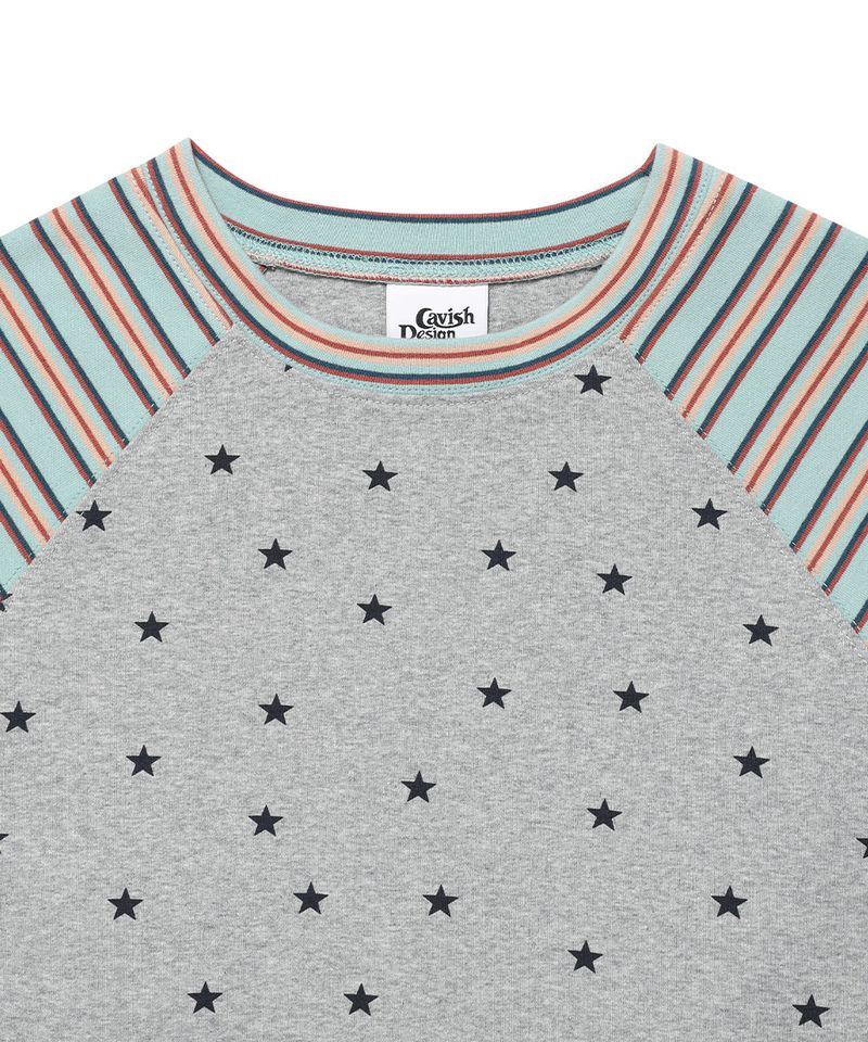 STRIPED STAR RAGLAN LS TEE GREY(CV2GSFT550A)