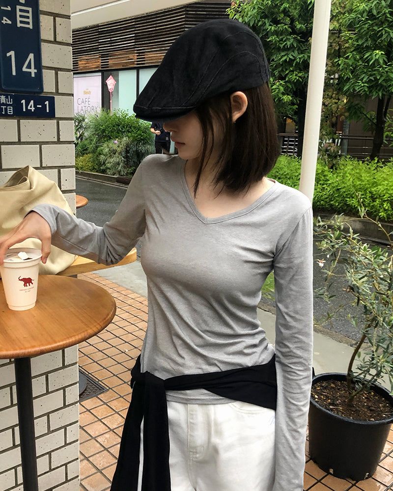 BEIDELLI（ベイデリー）の「[ORIGINAL] Tika Pigment V-Neck Long-Sleeve T-Shirt（Tops）」