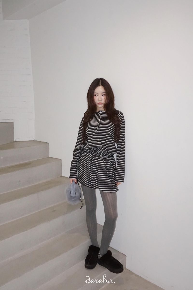 wool fleece stripe strap pumpkin dress