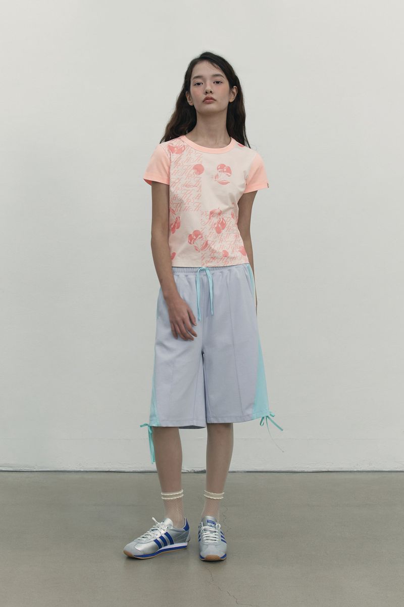 COLOR MIX RIBBON HALF PANTS [SKY]