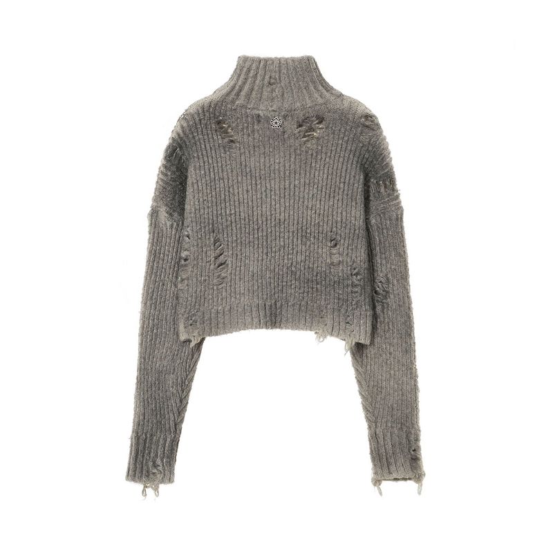 [23FW LSD COLLECTION] Spray Turtleneck Crop Sweater_Grey