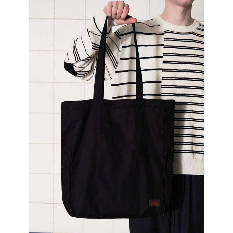 BUTTON LOGO ECO BAG / BLACK