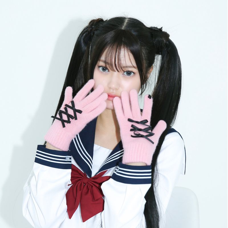 CLUT STUDIO(クラットスタジオ)の「0 4 ribbon knit gloves - PINK(Fashion Accessories)」