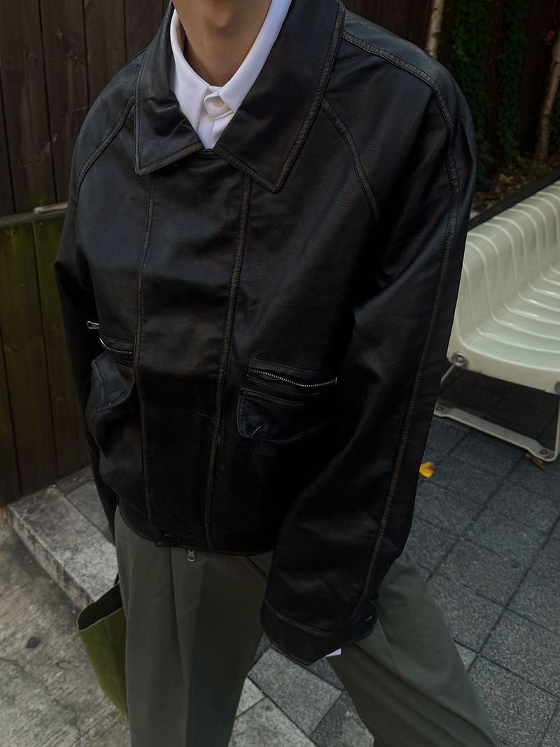 ASCLO Raven Washing Leather Jacket (2color)