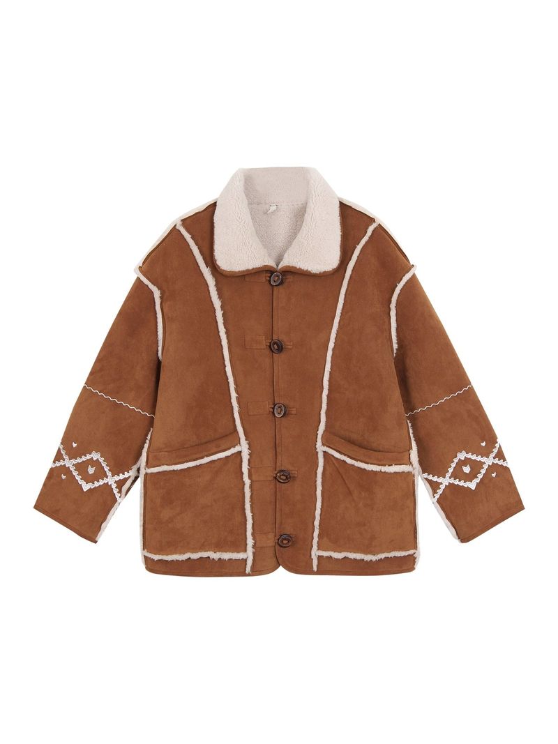 Camel suede oversized fit coat