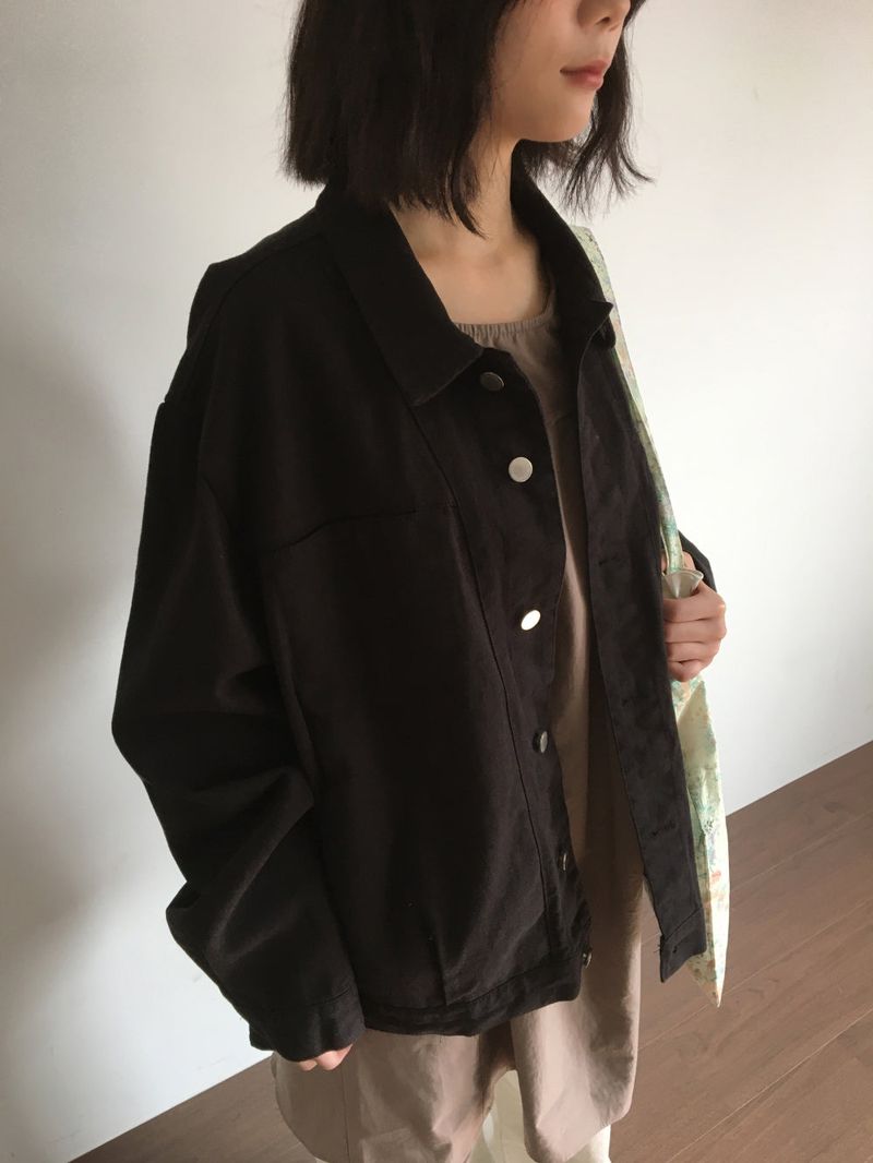 Wood trucker collar jacket (2color)