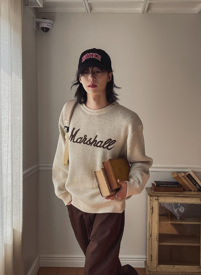 マーシャルレタリングロングスリーブニット