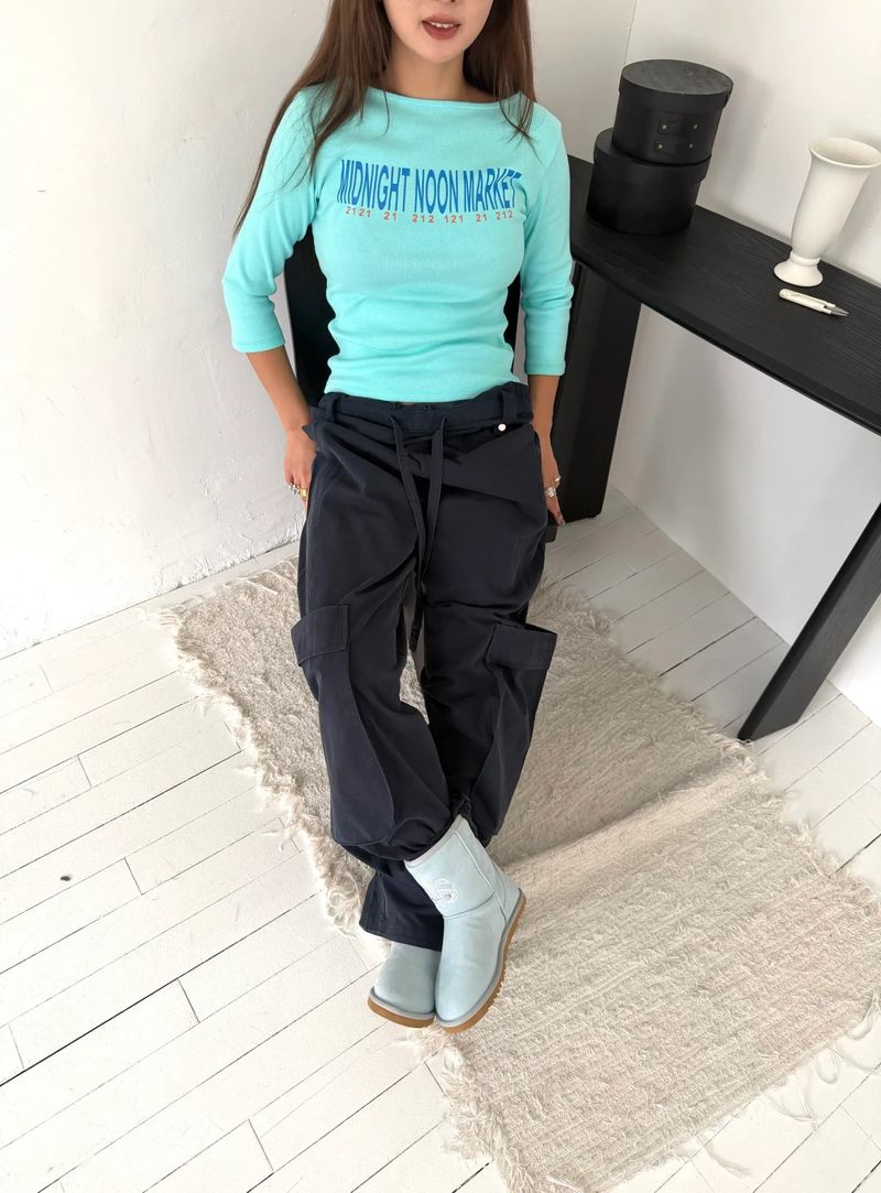 Waist roll-up pants(2c)