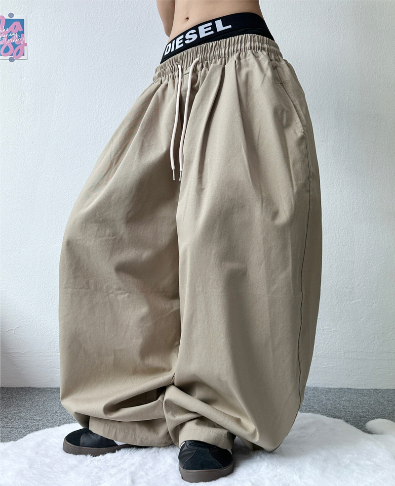 BASIC LINE BALLOON COTTON PANTS💛🤍🖤🤎💚 - 5 COLORS