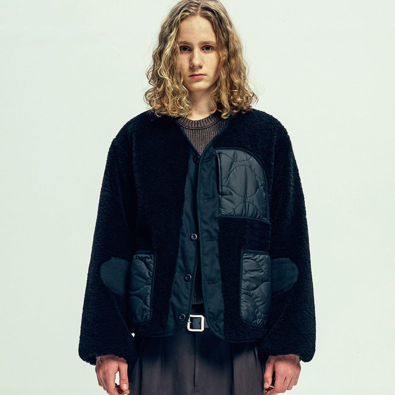 reversible quilted & fleece liner jacket black