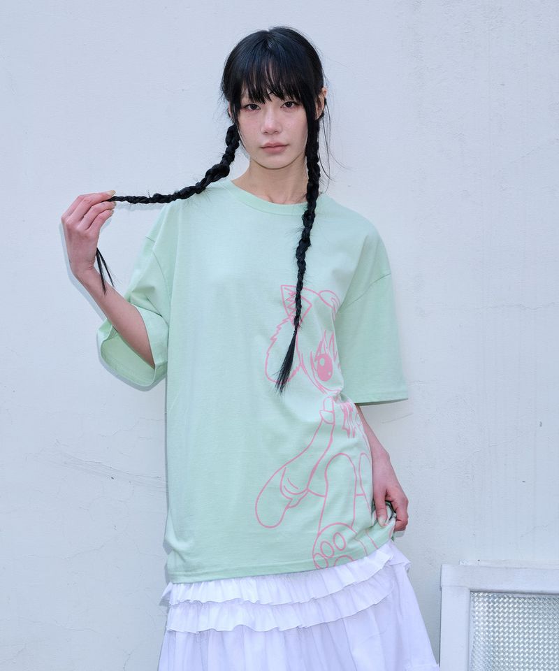 ITZAVIBE（イッザバイブ）の「キャットガールTシャツ - ミント（トップス）」