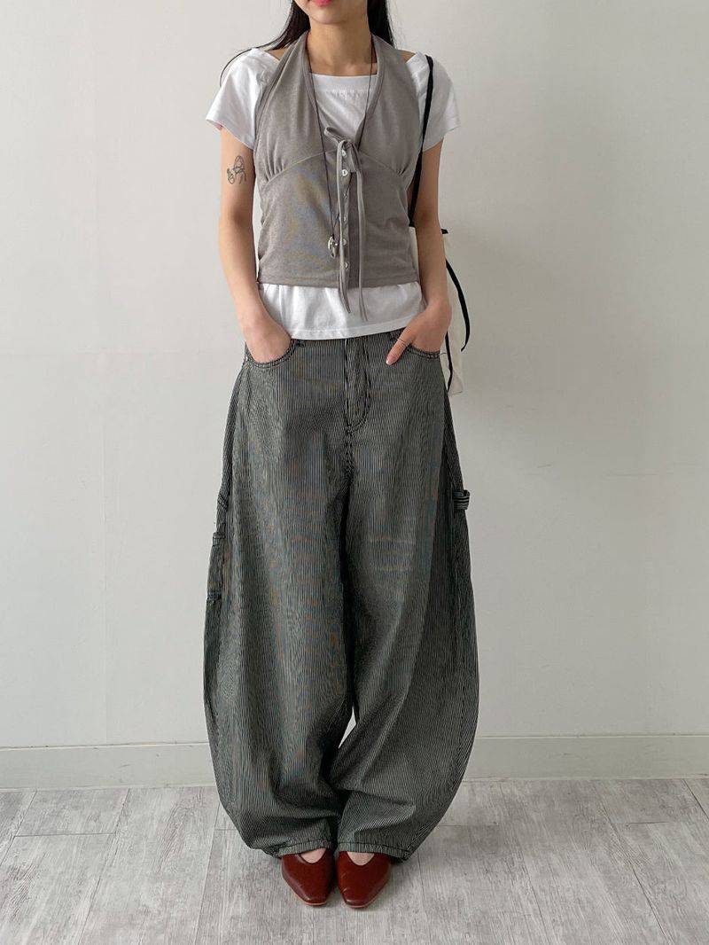 Bio Shirred Halter Neck Knit Vest