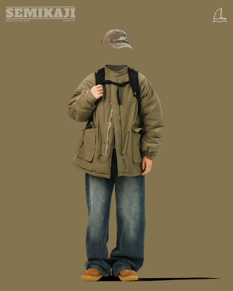 AN Wellon Quilting Short Fishtail Parka