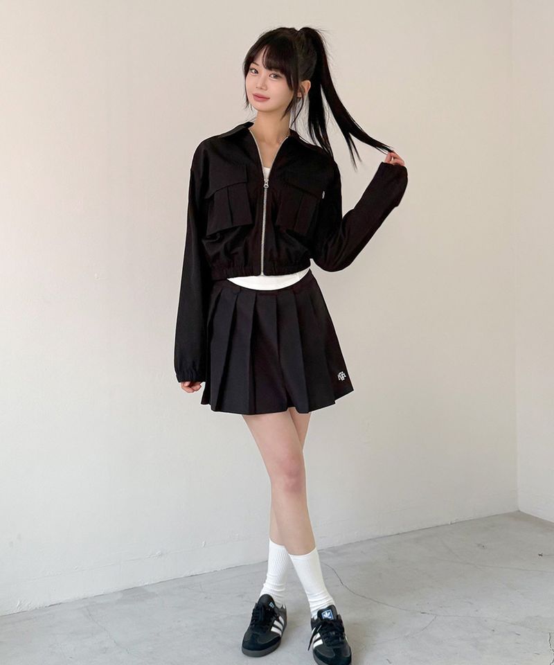 LOGO TWO POCKET BANDING CROP JACKET [2color]