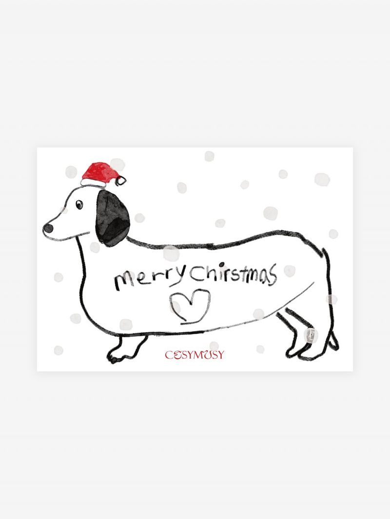 Cosymosy（コジモジ）の「Cosymosy Christmas Card - Dachshund wearing a santa hat（Miscellaneous Goods/Stationery）」