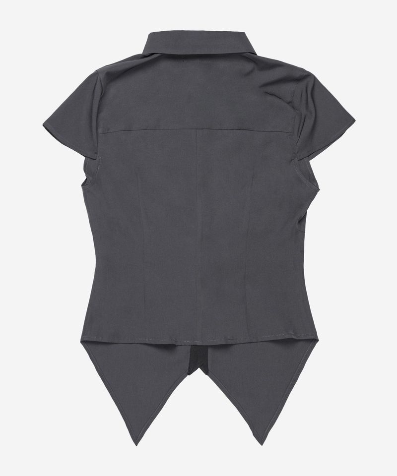 Cross Pleated Shirt #Gray