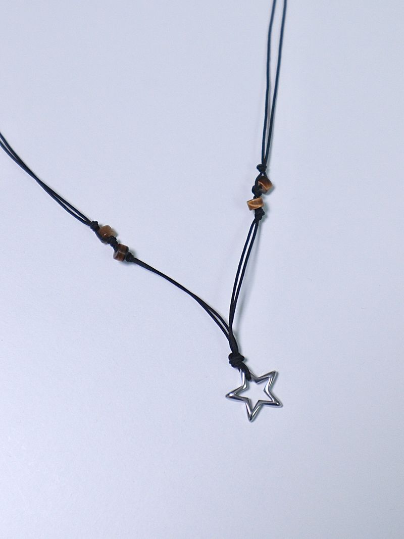 All surgical steel star gemstone string necklace