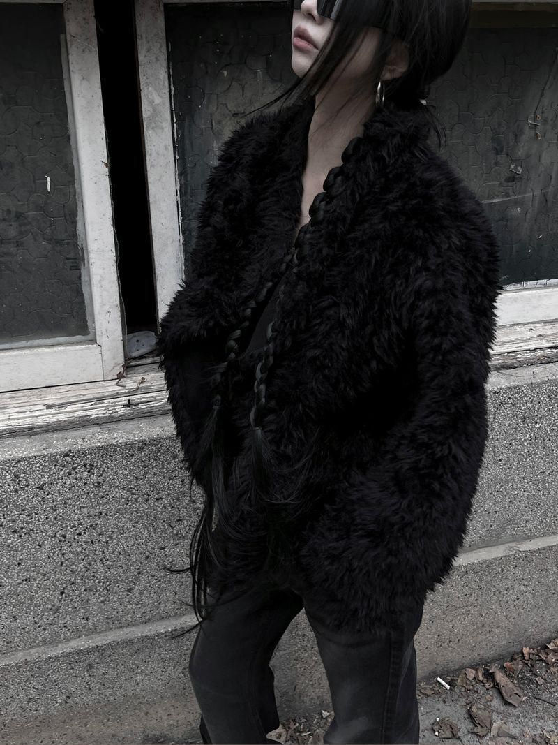 noir chic teddy fur jacket