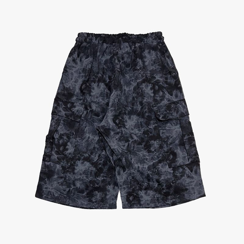tiedye capri cargo shorts_black