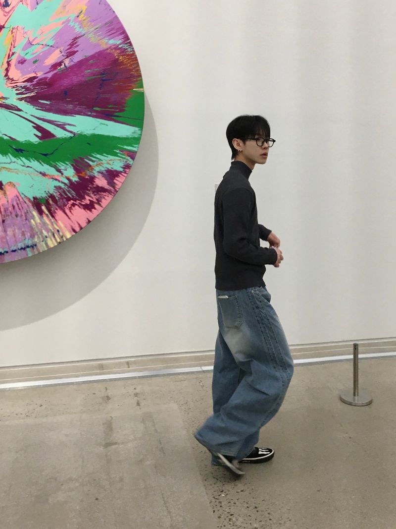 Arne Button Fly Curved Denim Pants