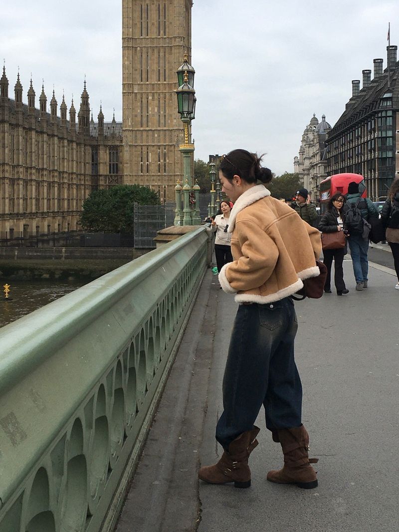 [BELLIDE MADE] Shearing, back pocket denim wide pants