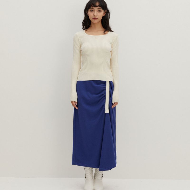Shirring Jerjey Skirt Blue