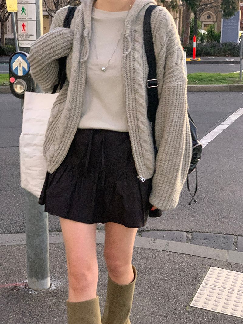 [MADE] Sorbet Twisted Knitted Hooded Cardigan