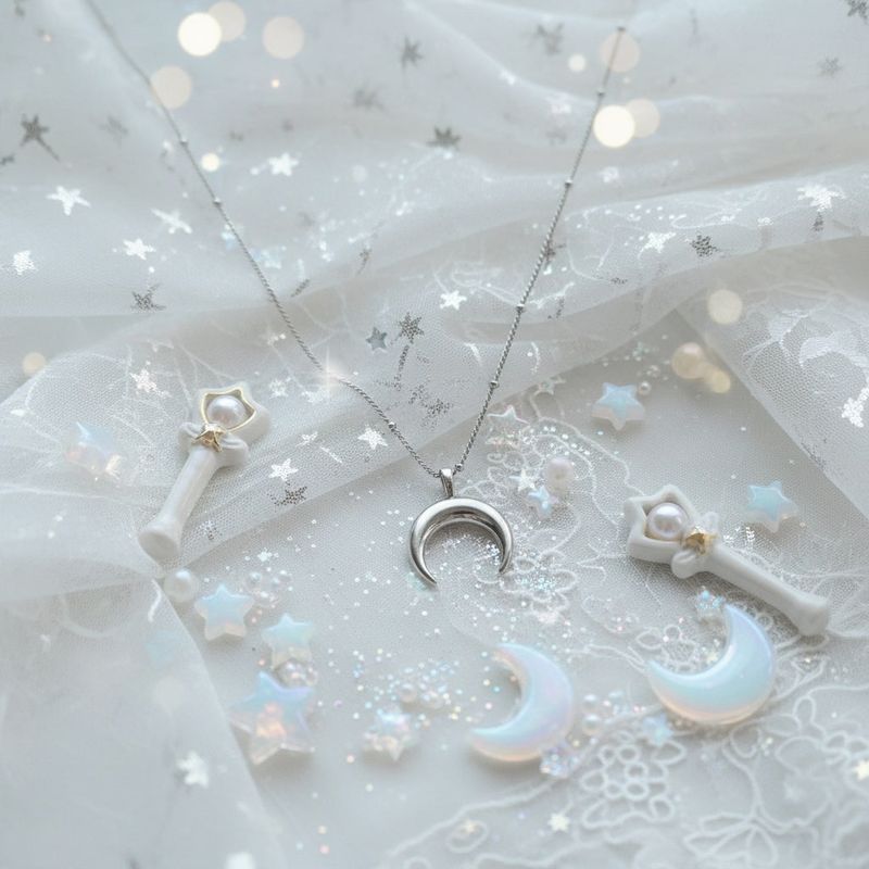 [Anti-tarnish/IDLE Shuhua Necklace] Upside Down Crescent Moon Pearl Layered Necklace - Silver