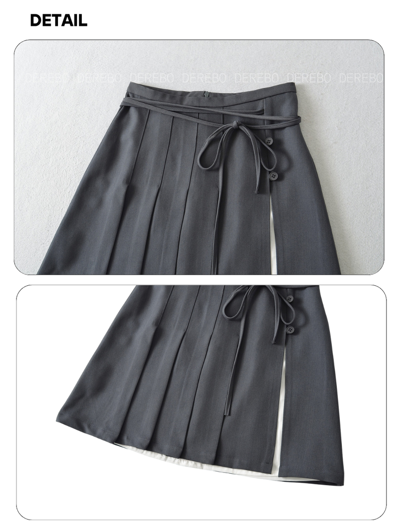 drawstring side pleats pleats skirt
