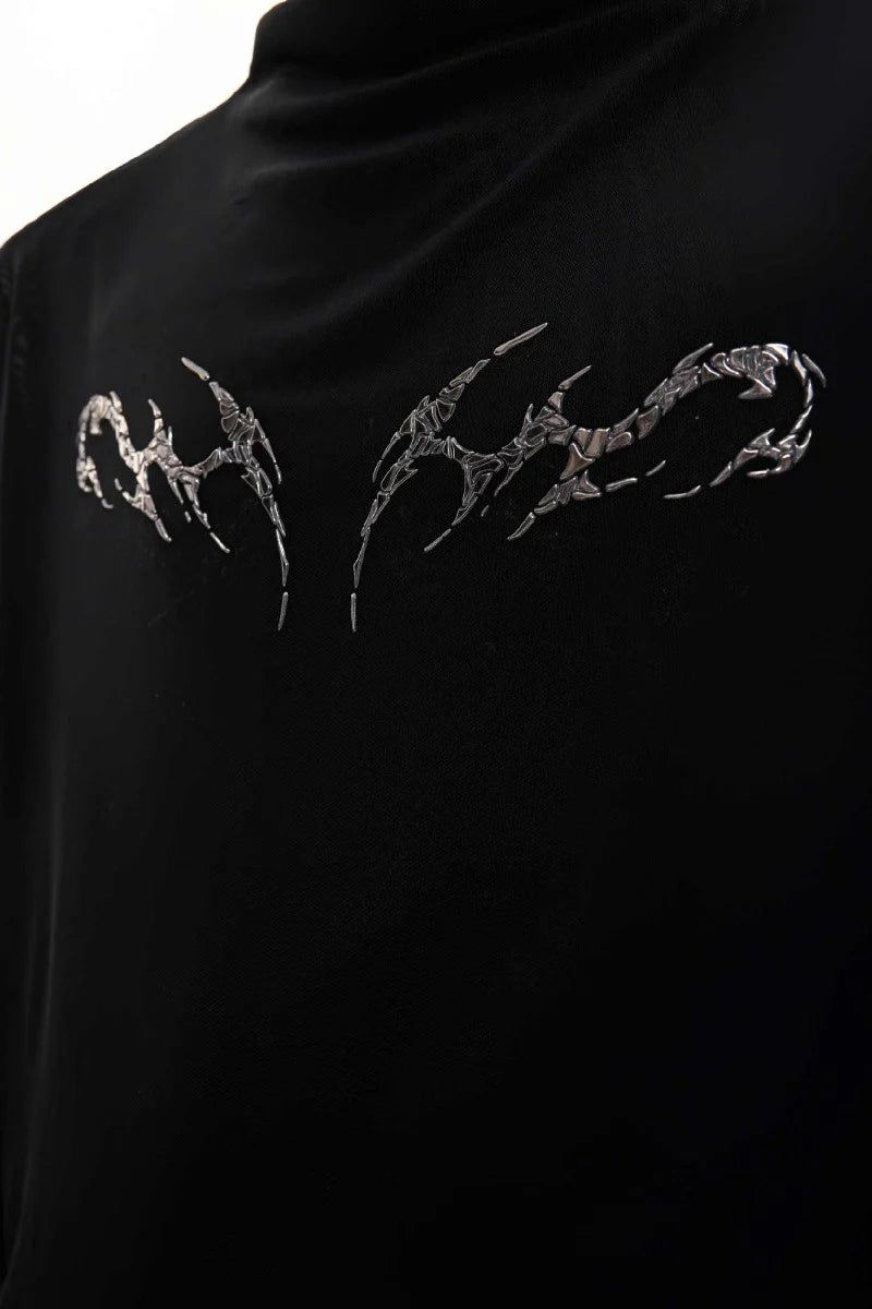 Mesh Fitted Metallic Print Tee