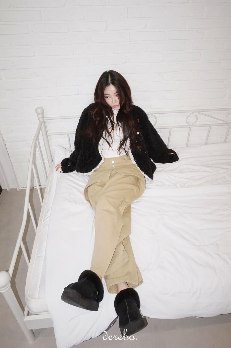 Layered cotton wide casual pants