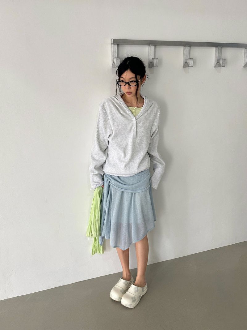 portraitseoul（ポートレイソウル）の「Draped Shirring Skirt - Vintage blue（Skirts）」