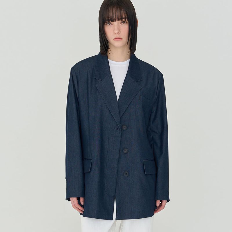 OVERFIT UNBAL SINGLE JACKET (NAVY)