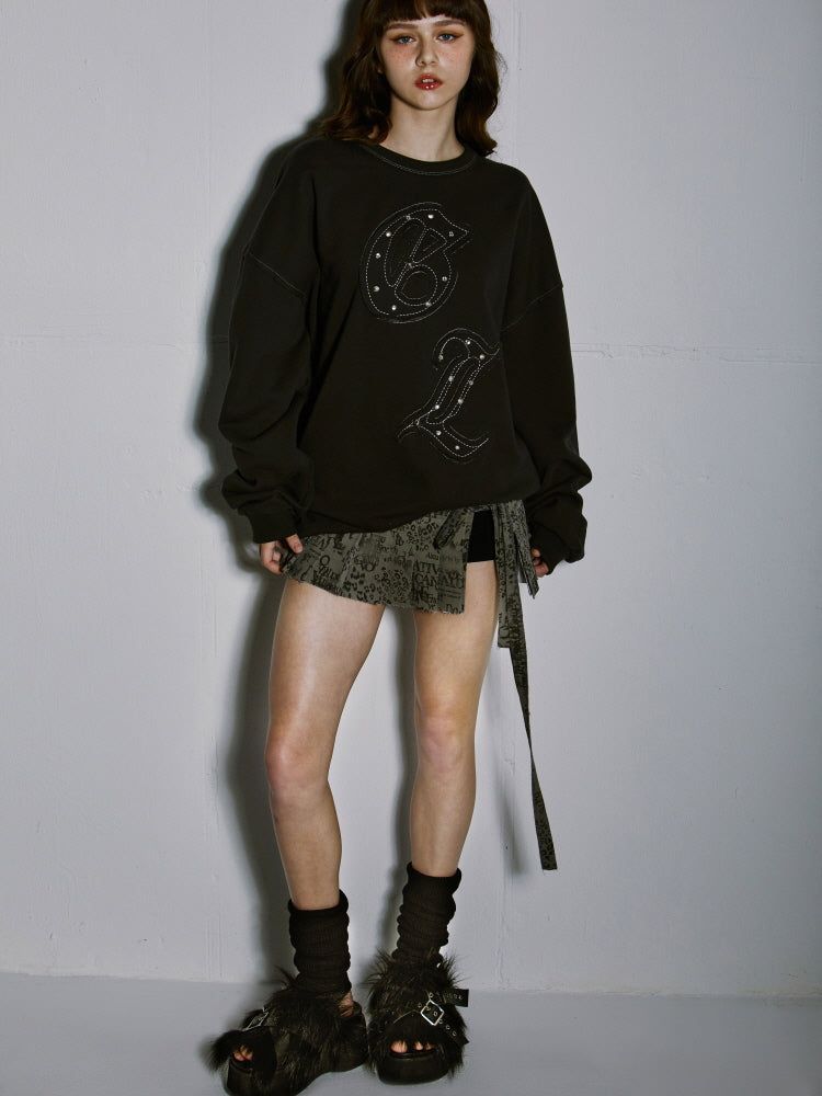  LETTERING PLEATS SKIRT