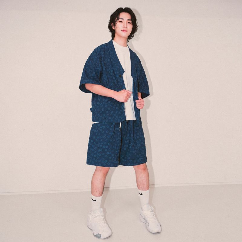 flower robe cardigan_blue
