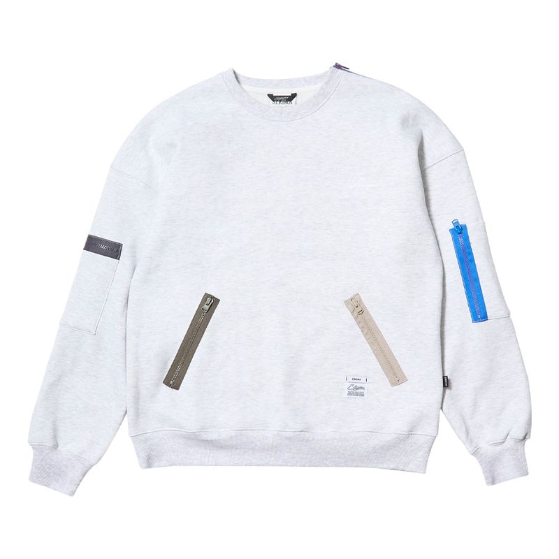 ZIPPER OVERSIZED CREWNECK BLACK / WHITE MELANGE