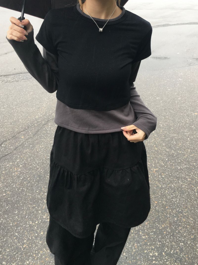 Pale Shirring Wide Skirt Pants (3c)