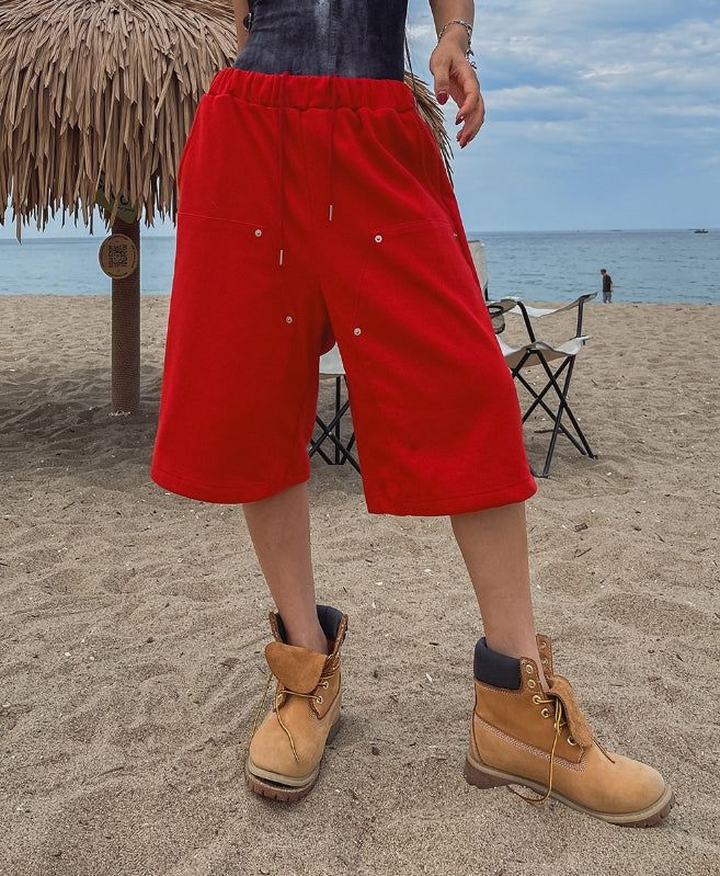 Tear Rivet Double Knee Bermuda Pants
