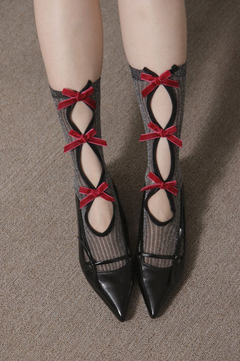 glitter ribbon socks (3colors)