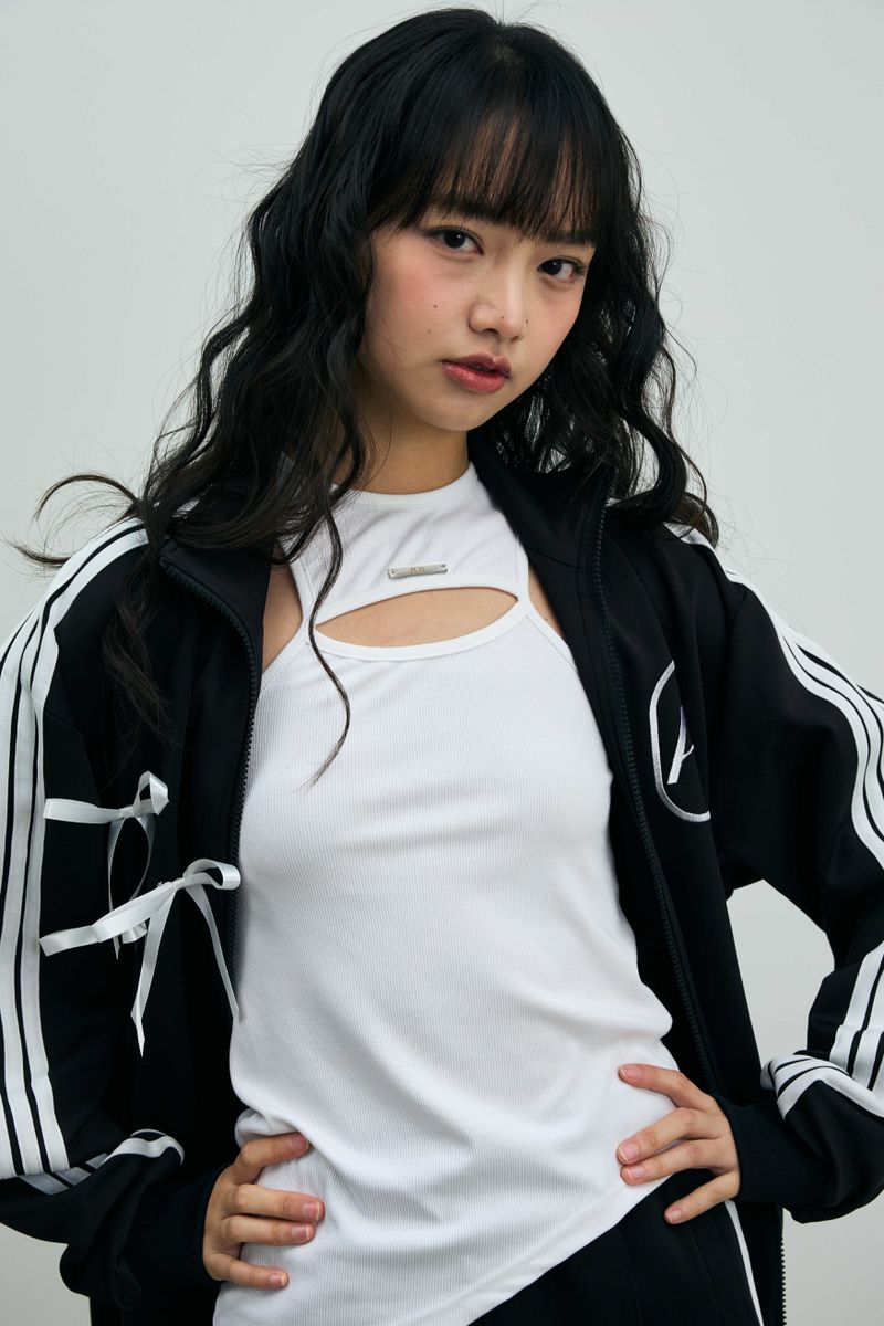 A RIBBON TRACK TOP / BLACK