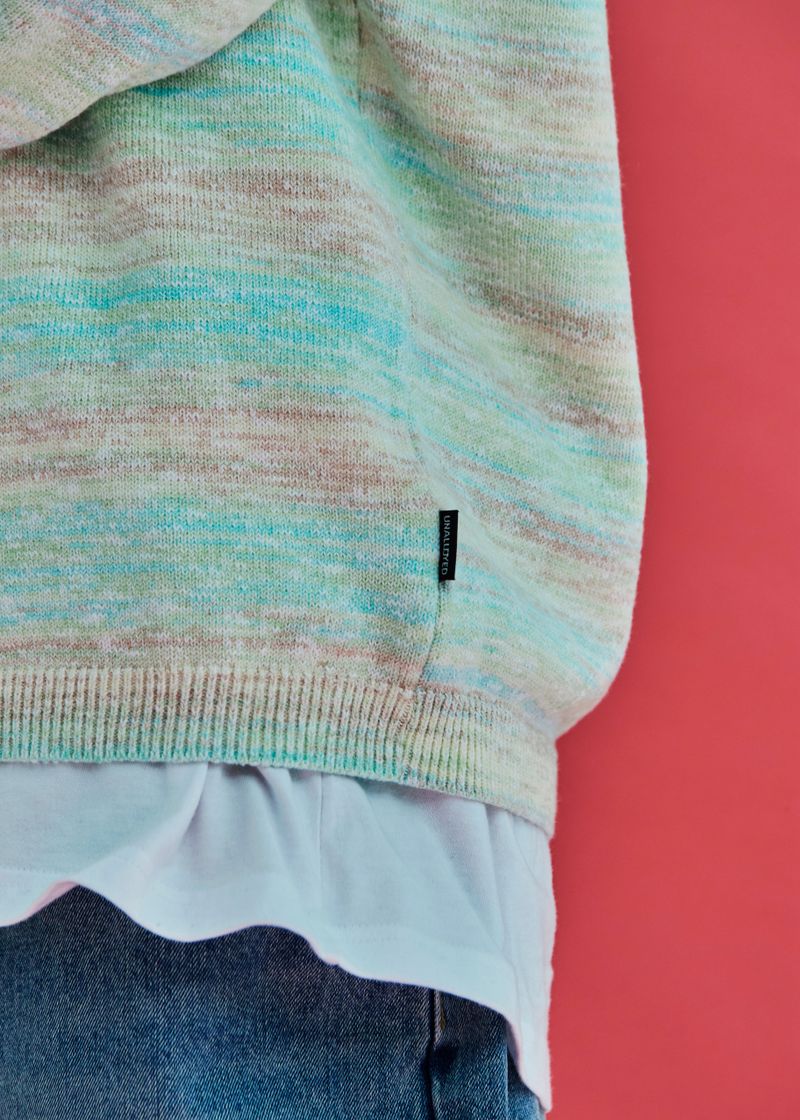 FLOWER GRADATION STRIPE KNIT / LIGHT GREEN