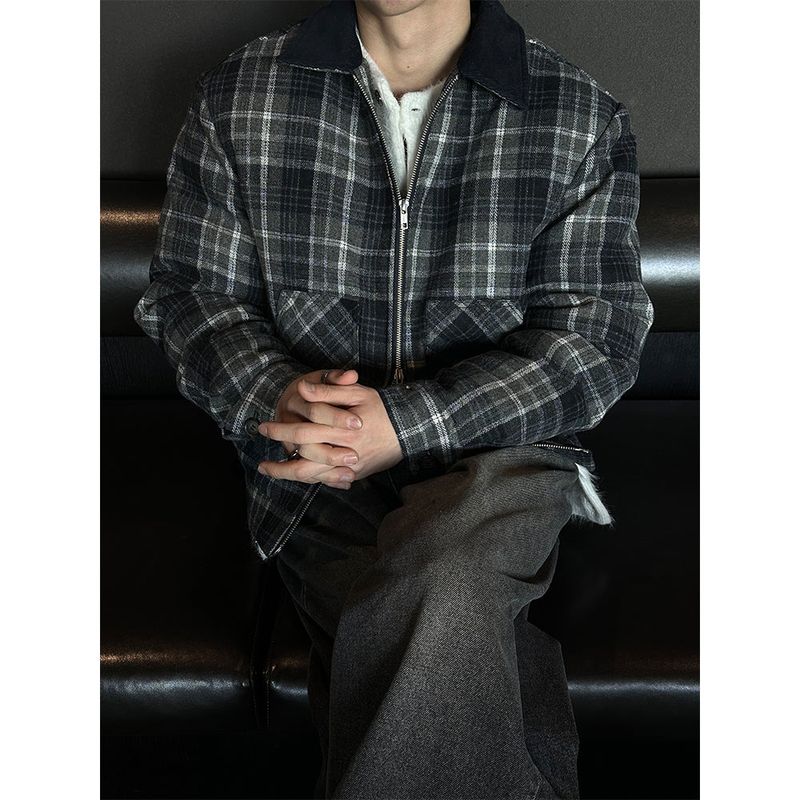 [F/W] Wool check padding jacket