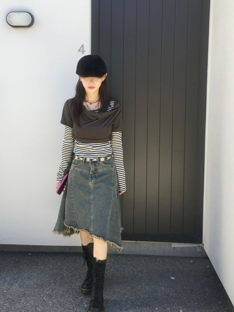 Fray Vintage Denim Skirt (1c)