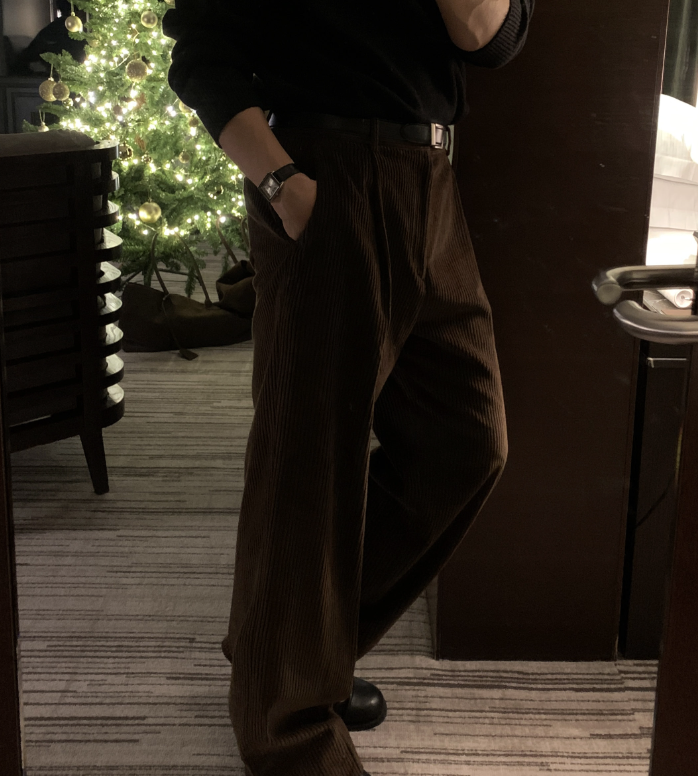 Defaced Late Back Banding Corduroy Wide Pants