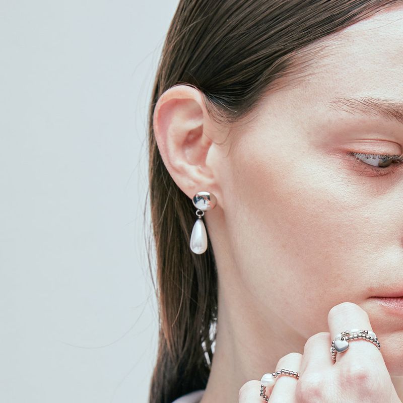 [2pcs] water drop pearl earrings