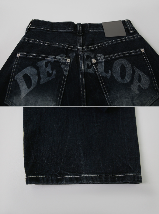 DEVELOP Print Denim Wide Pants