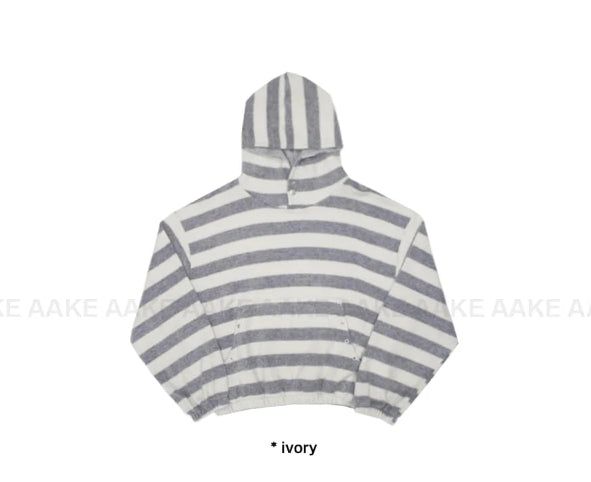 EYELET STRIPE FLEECE HOODIE